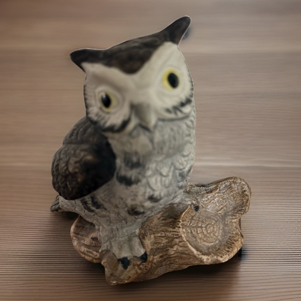 VINTAGE NORLEANS‎ PORCELAIN Hand Painted OWL FIGURINE Korean Made Grandpa Core